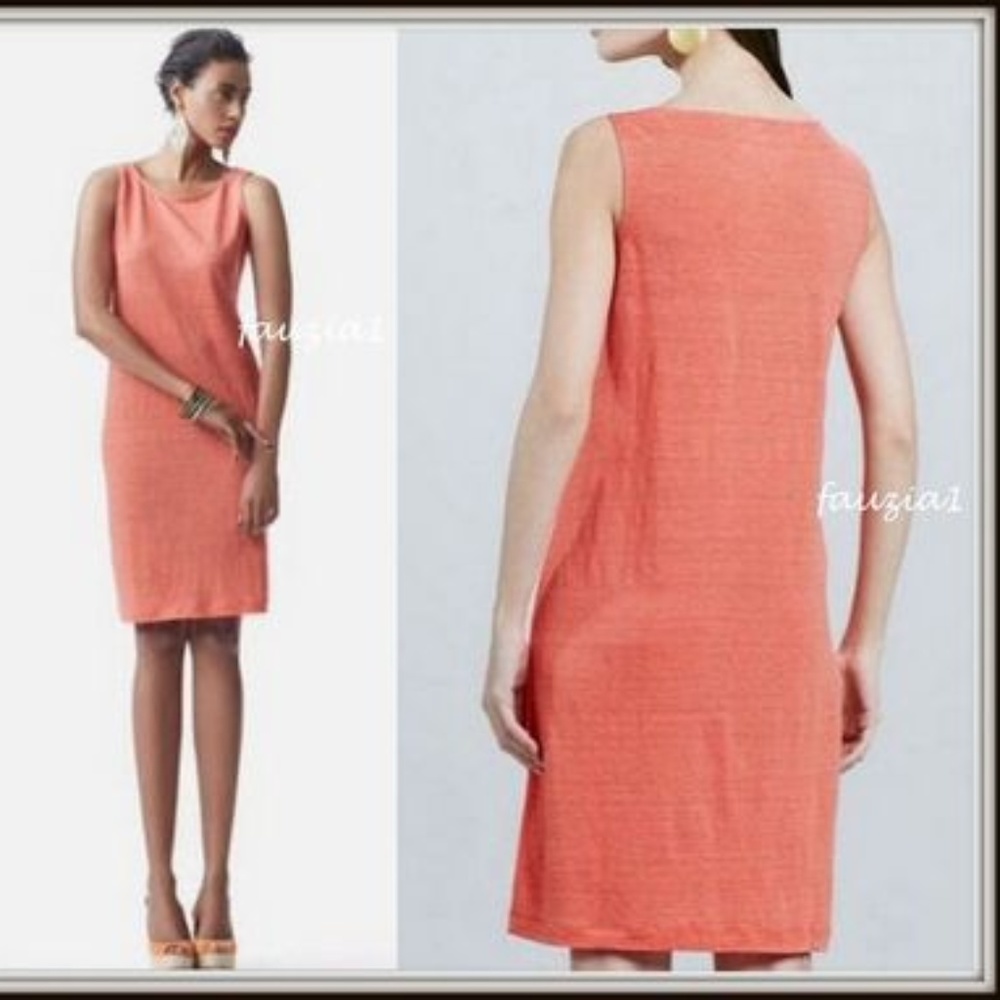 Eileen Fisher Dress 100% Linen Jersey Mini Stripe NWT Great for Summer!